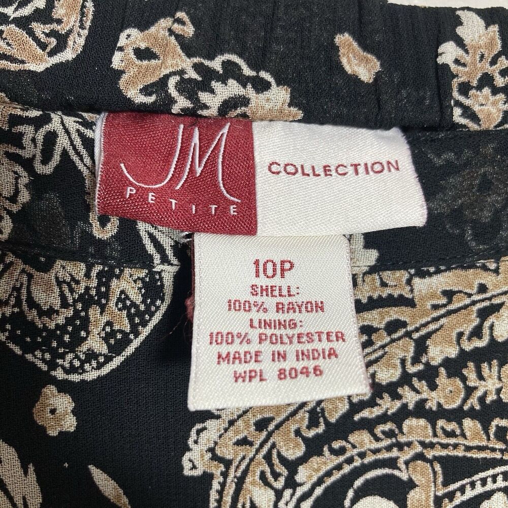 JM Collection Maxi Skirt Womens 10 P Black White Floral Paisley Boho Slit Modest - Picture 4 of 8